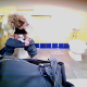 Two women use a public toilet right after one another. Both appear to be pissing only. About 2 minutes.